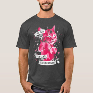 Cat Paws For The Cure Breast Cancer Awareness Pink T-Shirt