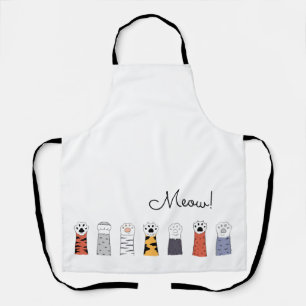 Cat Paws MEOW! Pet Lovers Colorful Cats Modern Fun Apron