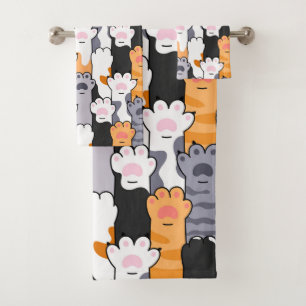Cat Paws Pattern Bath Towel Set
