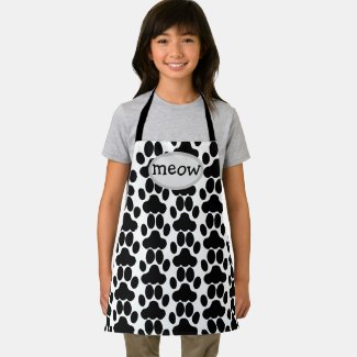 cat paws pattern - meow apron
