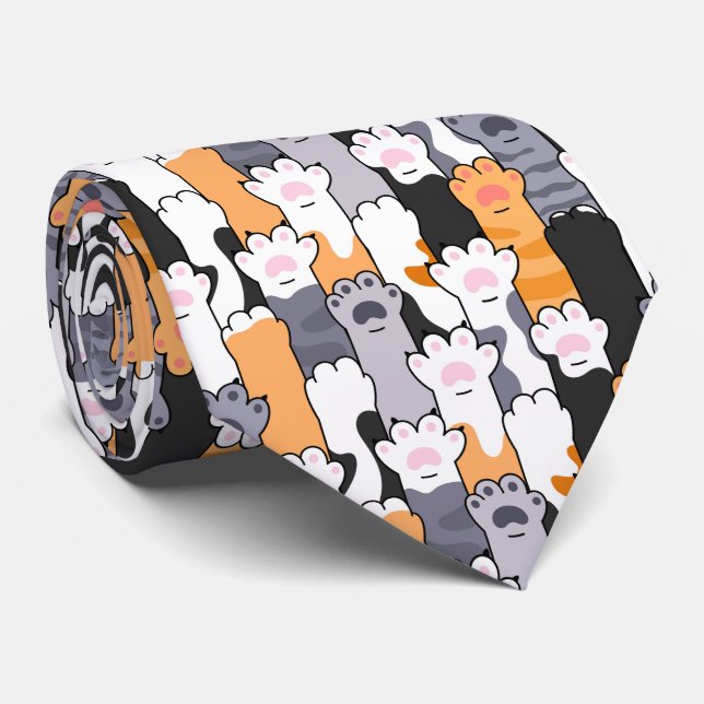 Cat Paws Pattern Neck Tie (Rolled)