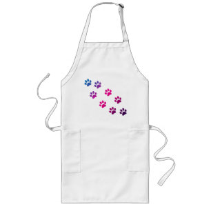 Cat Paws Pattern Pink Purple Blue Long Apron