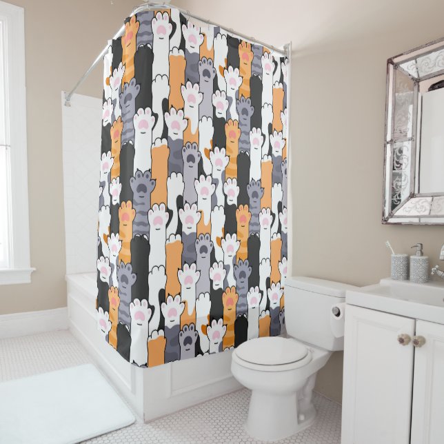 Cat Paws Pattern Shower Curtain (In Situ)