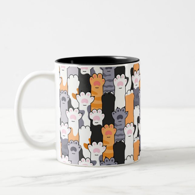 Cat Paws Pattern Two-Tone Coffee Mug (Left)