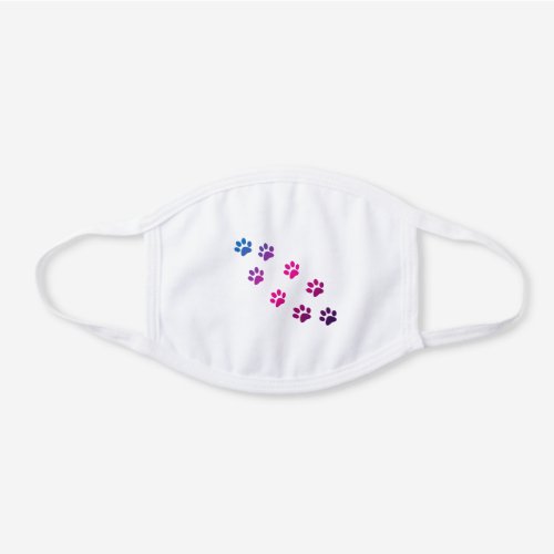 Cat Paws Pink Blue Purple Ombre Cute White Cotton Face Mask