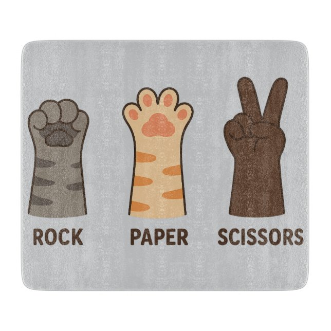 Cat Paws Rock Paper Scissors Cutting Board (Front)