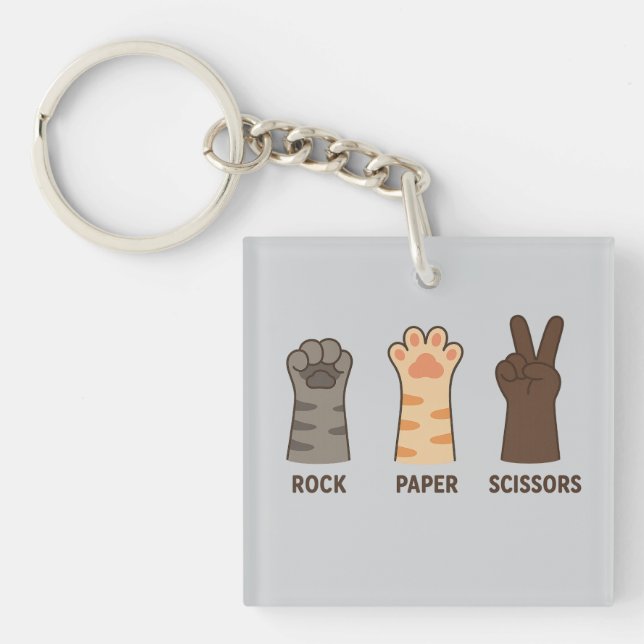 Cat Paws Rock Paper Scissors Keychain (Front)