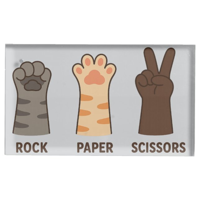 Cat Paws Rock Paper Scissors Place Card Holder (Front)
