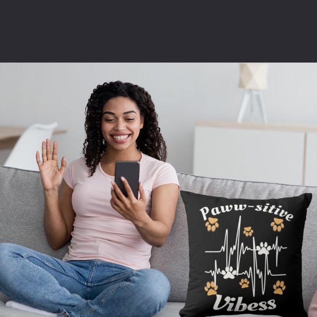 Cat Paws Vibes Cuddles On Cute Modern Funny Black Throw Pillow (Creator Uploaded)