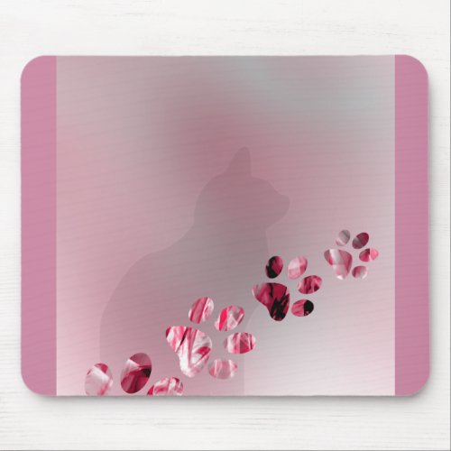 Cat Paws Watercolor Animal for Pink Cat Lovers Mouse Pad