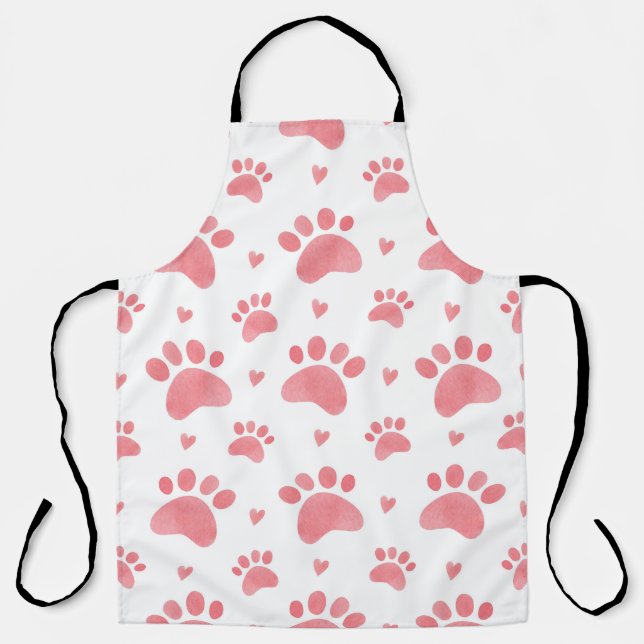 Cat Paws Watercolor Pattern Apron (Front)