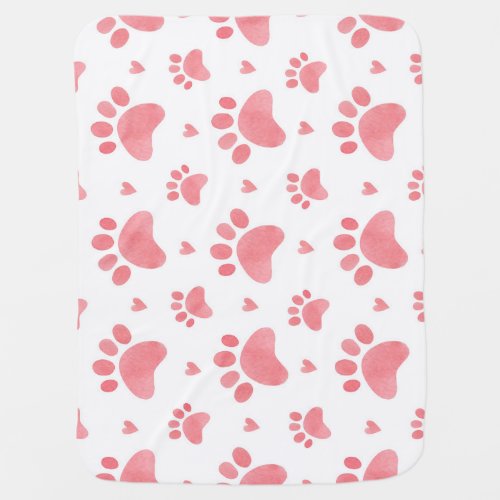 Cat Paws Watercolor Pattern Baby Blanket
