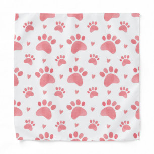 Cat Paws Watercolor Pattern Bandana