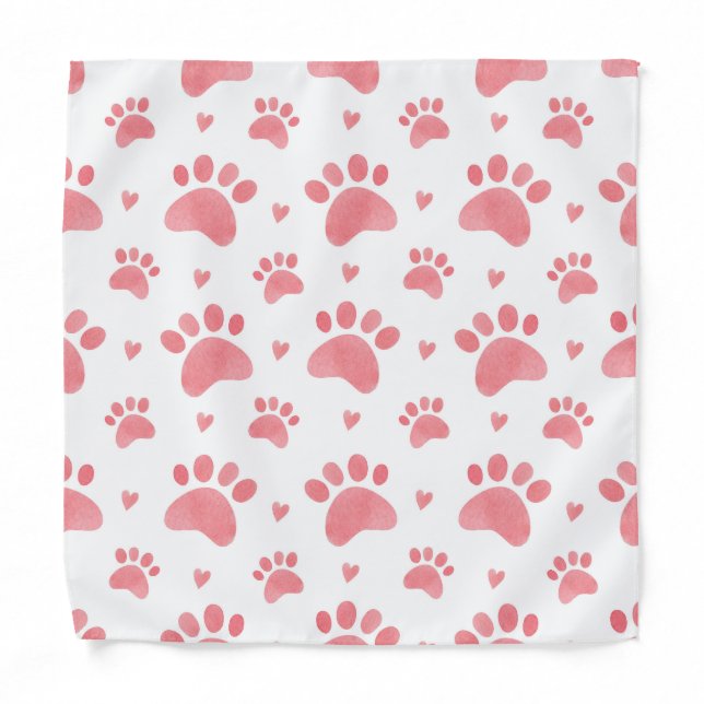 Cat Paws Watercolor Pattern Bandana (Front)