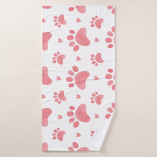 Cat Paws Watercolor Pattern Bath Towel