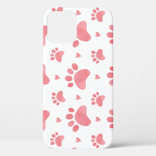 Cat Paws Watercolor Pattern iPhone 12 Case