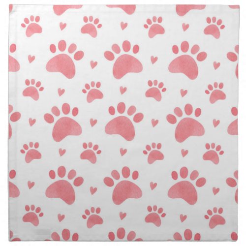 Cat Paws Watercolor Pattern Cloth Napkin