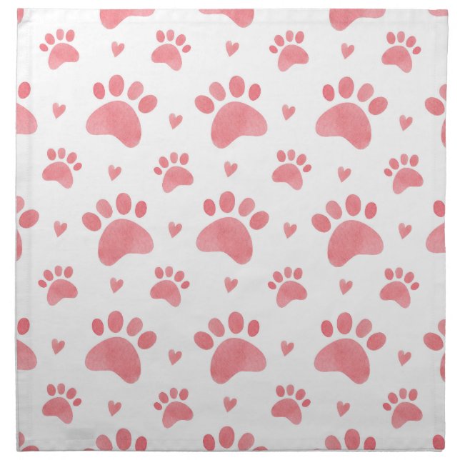 Cat Paws Watercolor Pattern Cloth Napkin (Front)