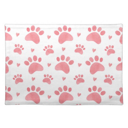 Cat Paws Watercolor Pattern Cloth Placemat