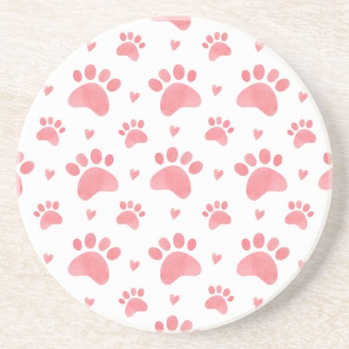 Cat Paws Watercolor Pattern Coaster