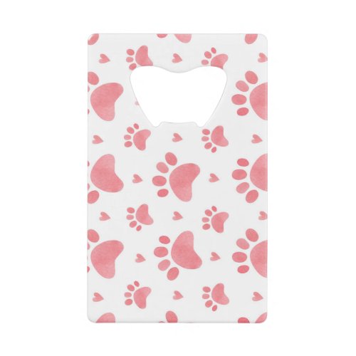 Cat Paws Watercolor Pattern Credit Card Bottle Opener