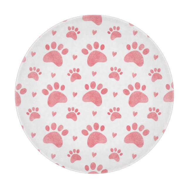 Cat Paws Watercolor Pattern Cutting Board (Front)