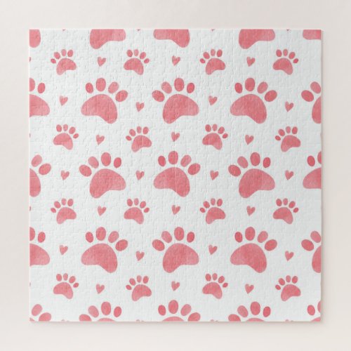 Cat Paws Watercolor Pattern Jigsaw Puzzle