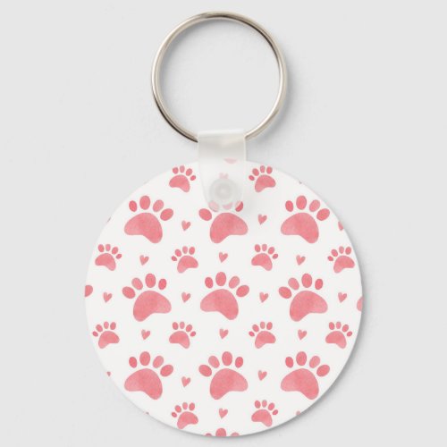 Cat Paws Watercolor Pattern Keychain