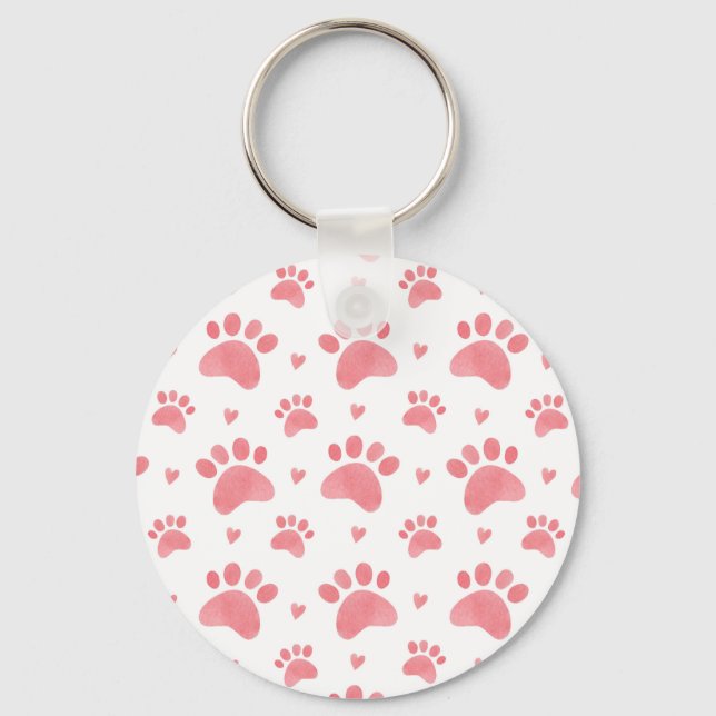 Cat Paws Watercolor Pattern Keychain (Front)