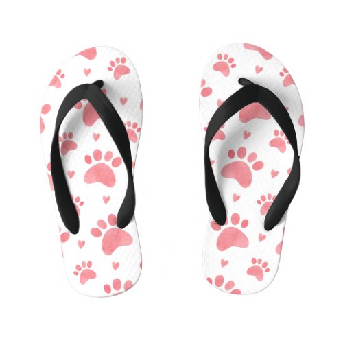 Cat Paws Watercolor Pattern Kids Flip Flops