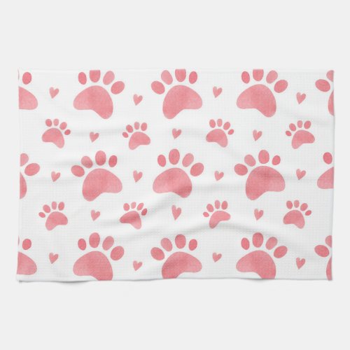 Cat Paws Watercolor Pattern Kitchen Towel