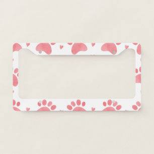 Cat Paws Watercolor Pattern License Plate Frame