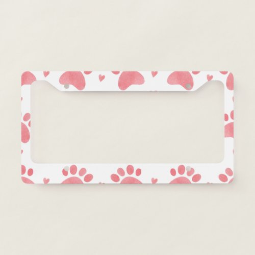 Cat Paws Watercolor Pattern License Plate Frame