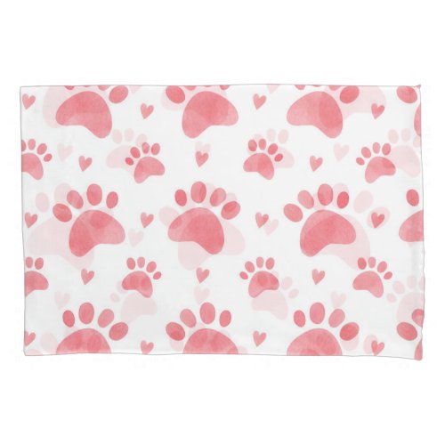 Cat Paws Watercolor Pattern Pillow Case
