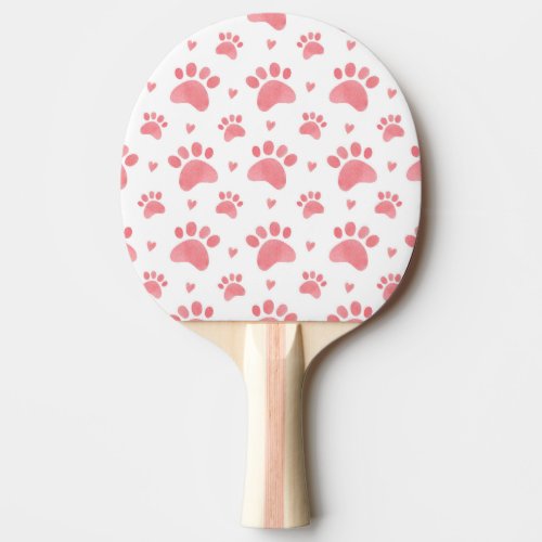 Cat Paws Watercolor Pattern Ping Pong Paddle