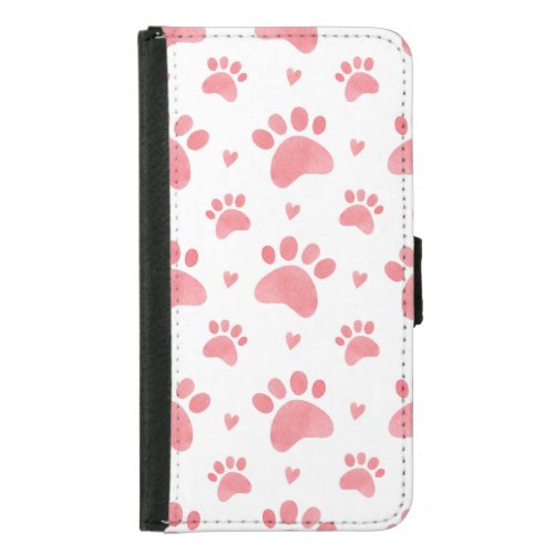 Cat Paws Watercolor Pattern Samsung Galaxy S5 Wallet Case