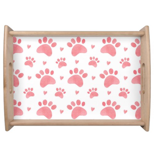 Cat Paws Watercolor Pattern Serving Tray