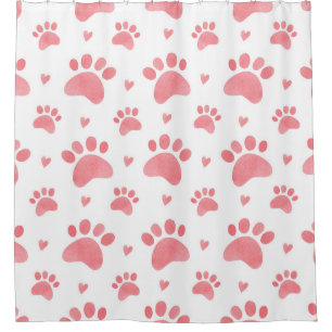 Cat Paws Watercolor Pattern Shower Curtain