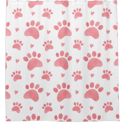 Cat Paws Watercolor Pattern Shower Curtain