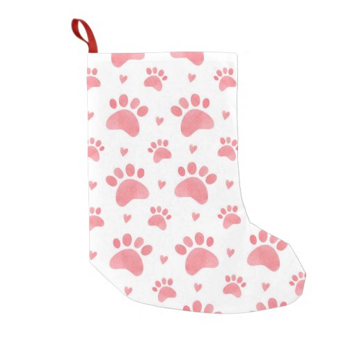 Cat Paws Watercolor Pattern Small Christmas Stocking