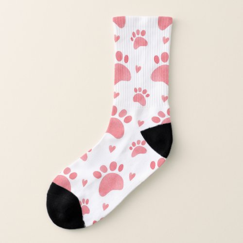Cat Paws Watercolor Pattern Socks