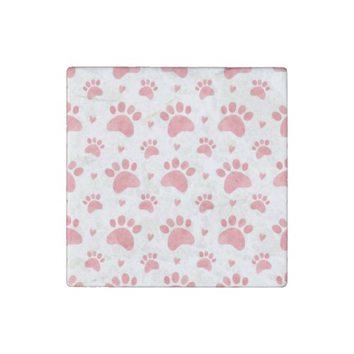 Cat Paws Watercolor Pattern Stone Magnet