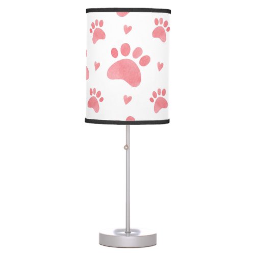 Cat Paws Watercolor Pattern Table Lamp