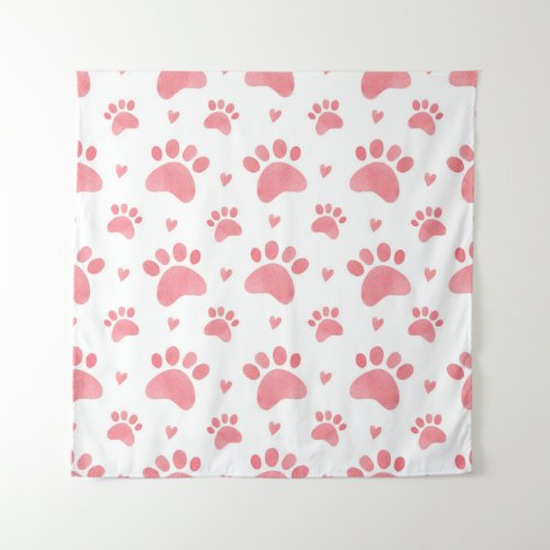 Cat Paws Watercolor Pattern Tapestry