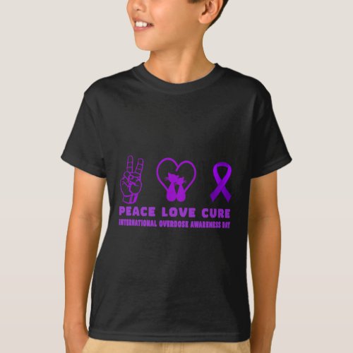 Cat Peace Love Cure Overdose Awareness Supporter 1 T_Shirt