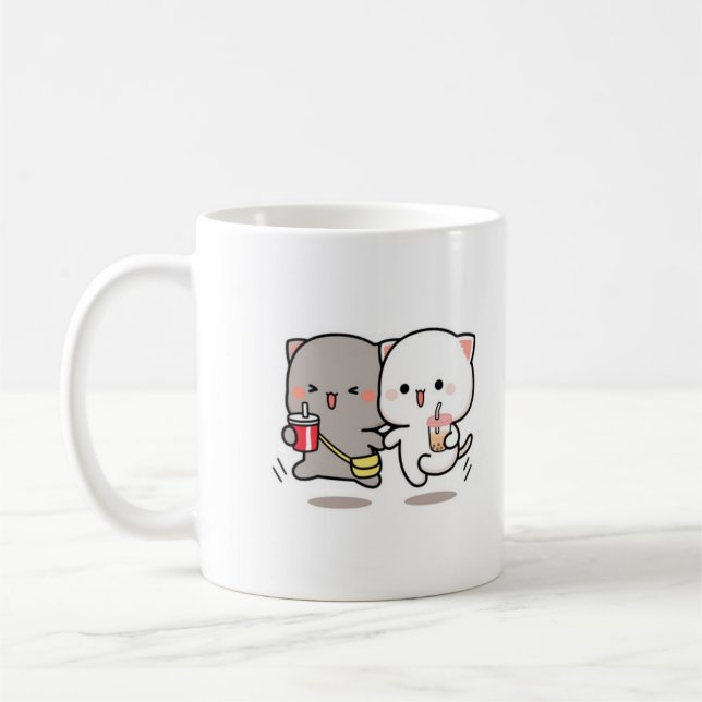 Cat peach and goma muchi coffee mug (Left)