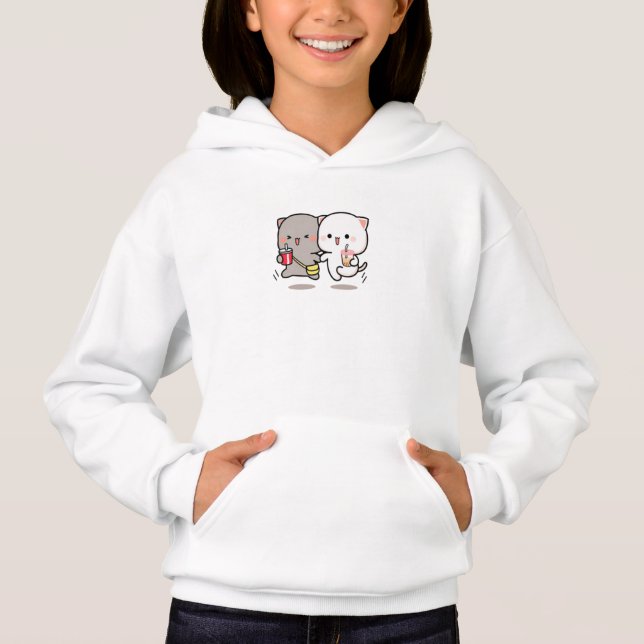 Cat peach and goma muchi  hoodie (Front)
