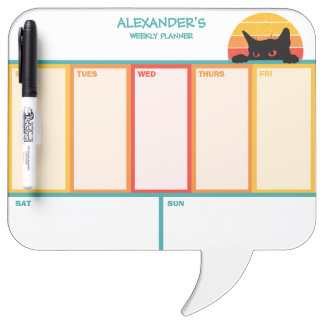 Cat Peek-A-Boo Retro Sunset Weekly Planner V2 Dry Erase Board