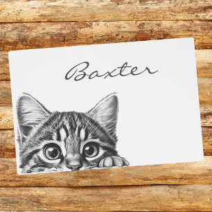 Cat Peeking Food Water  Placemat