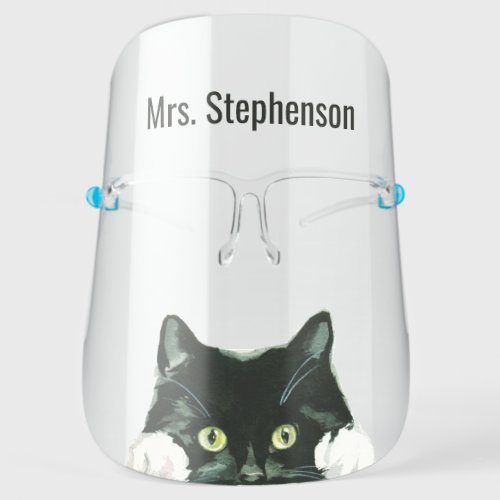 Cat Peeking Monogrammed Face Shield